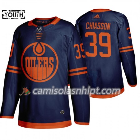 Camisola Edmonton Oilers Alex Chiasson 39 Adidas 2019-2020 Azul Authentic - Criança